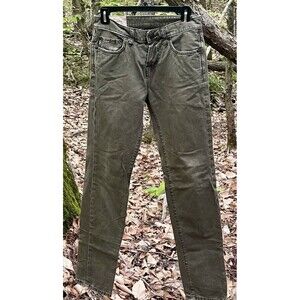 Abercrombie & Fitch Slim Straight Button Fly Jeans Mens 28 Green Y2K Cabin Cozy